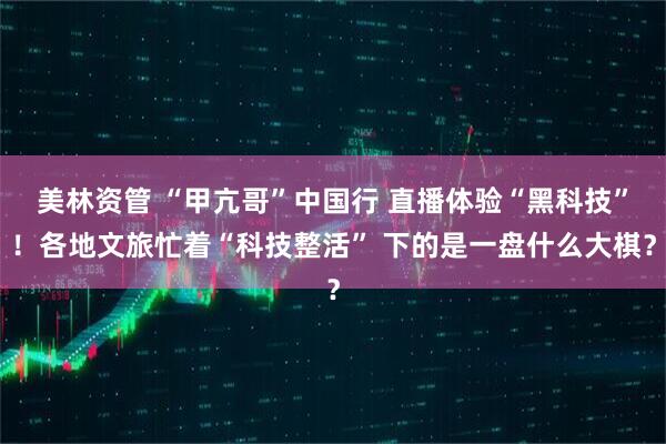 美林资管 “甲亢哥”中国行 直播体验“黑科技”！各地文旅忙着“科技整活” 下的是一盘什么大棋？