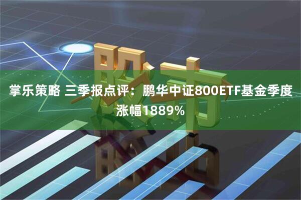 掌乐策略 三季报点评：鹏华中证800ETF基金季度涨幅1889%